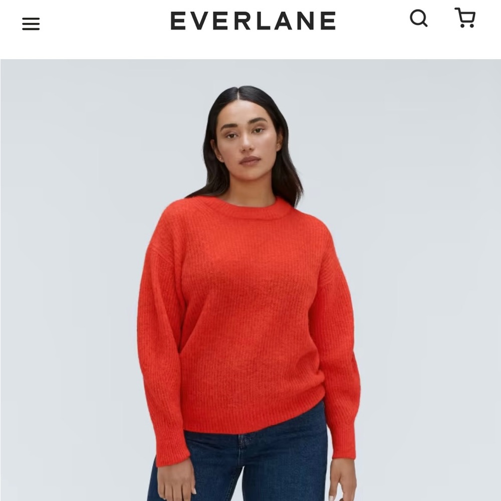Everlane Alpaca Crew Sweater in Red-Orange Size XS